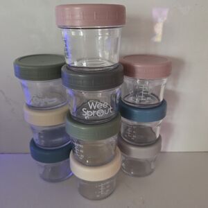Glass Food Storage Containers - Pink, Green, Blue, Cream